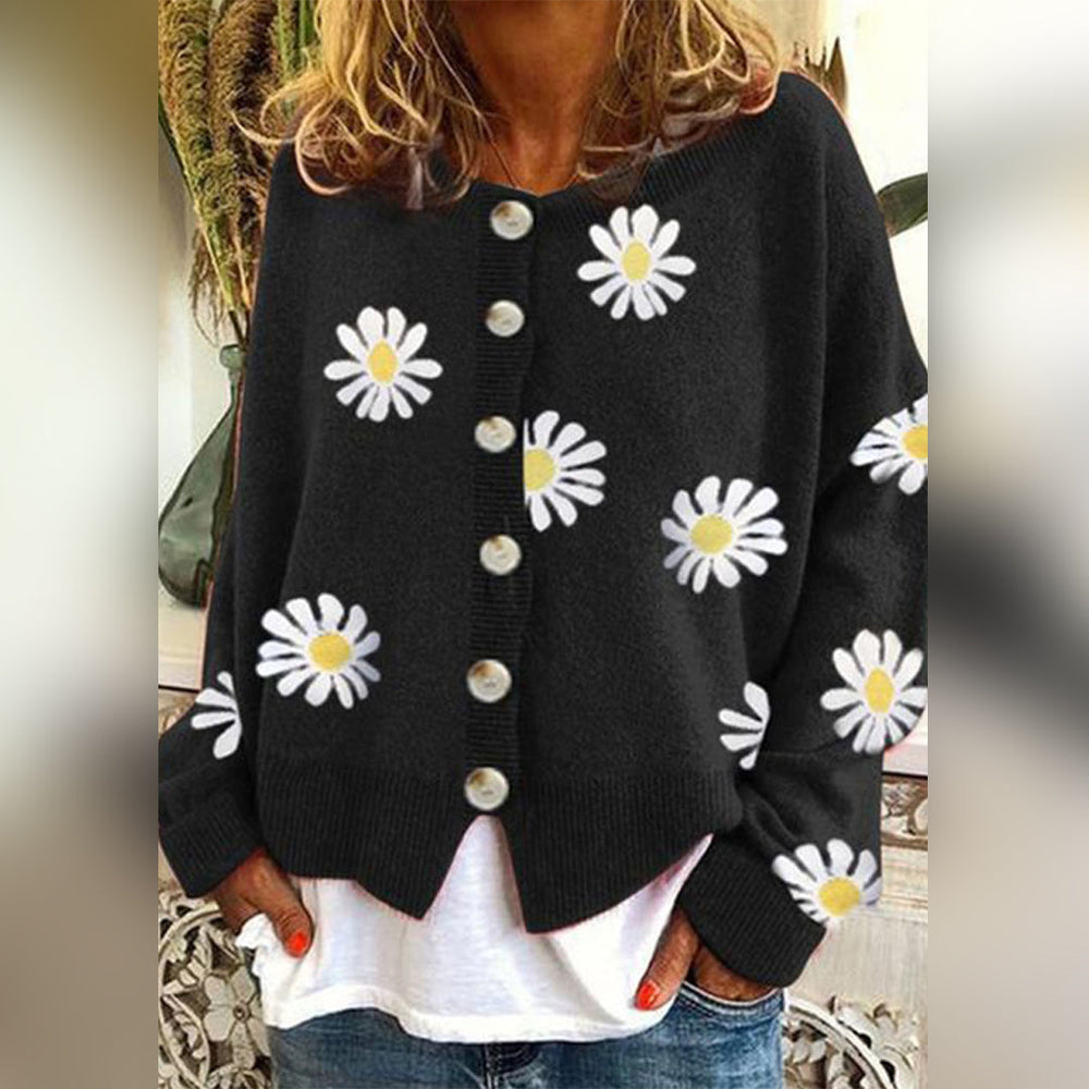 Varm strikket cardigan med knapper til kvinder
