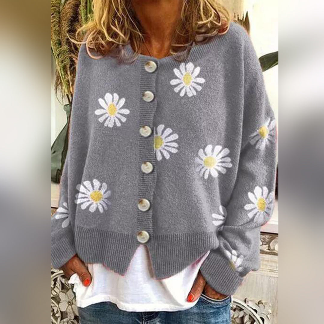Varm strikket cardigan med knapper til kvinder