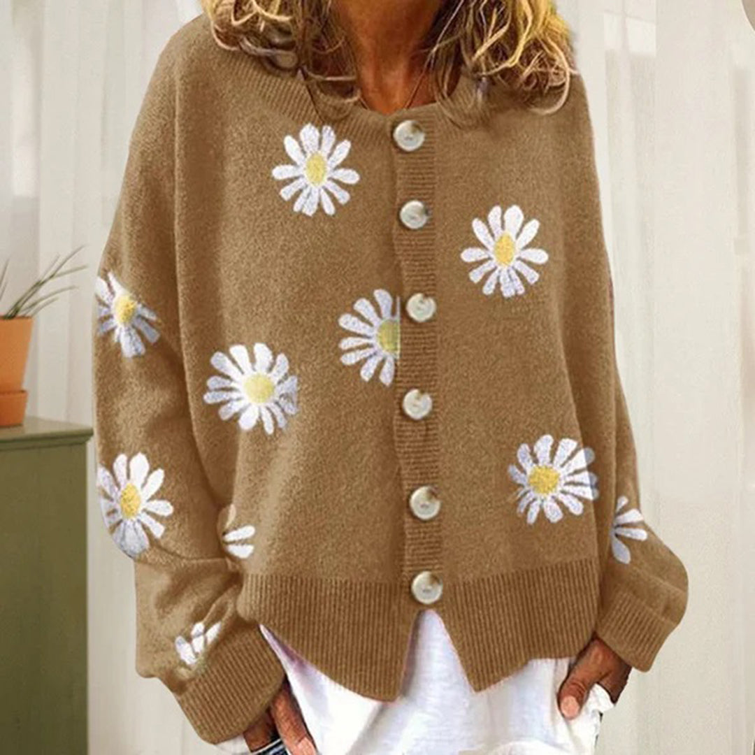 Varm strikket cardigan med knapper til kvinder
