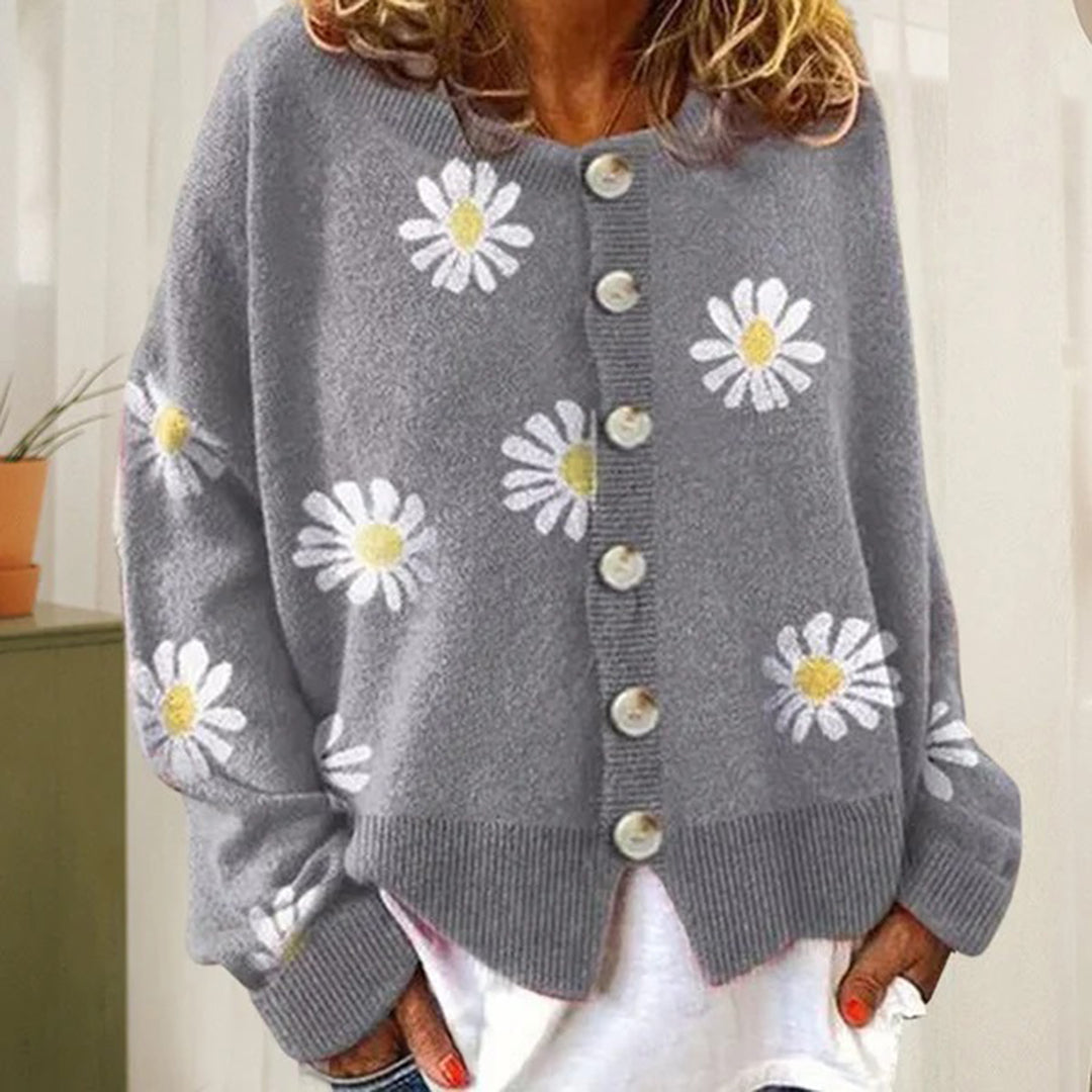 Varm strikket cardigan med knapper til kvinder