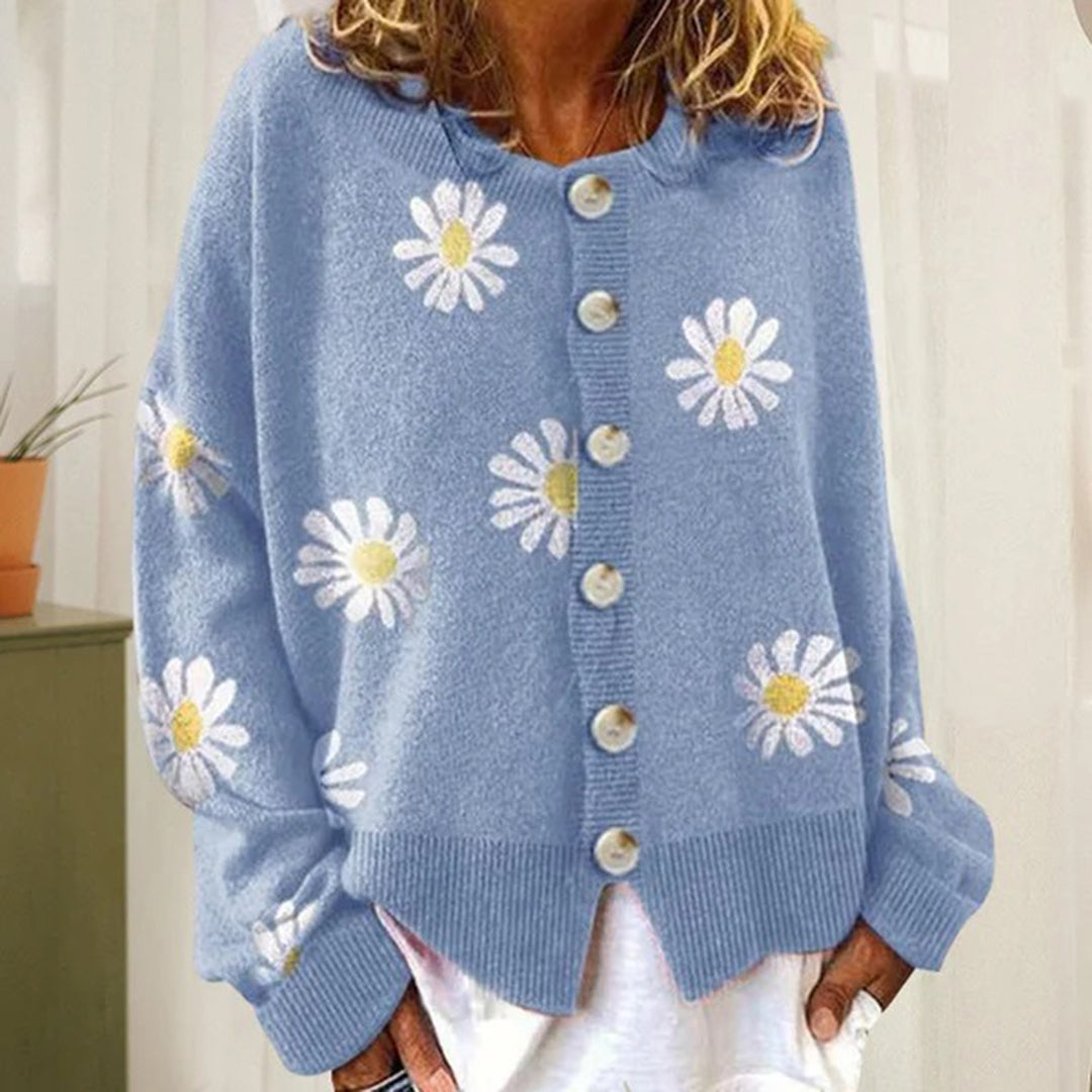 Varm strikket cardigan med knapper til kvinder