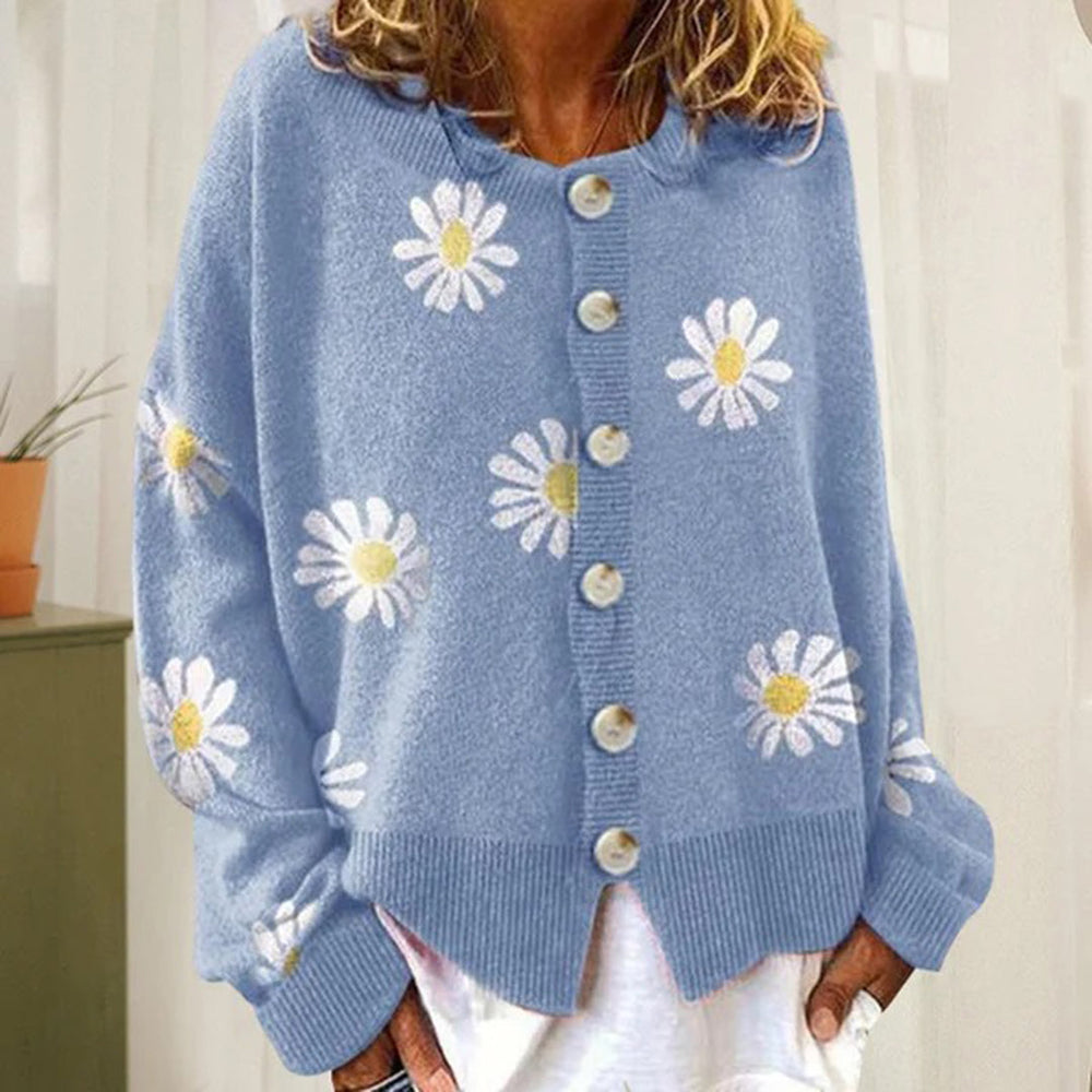 Varm strikket cardigan med knapper til kvinder