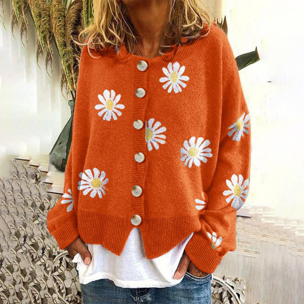 Varm strikket cardigan med knapper til kvinder