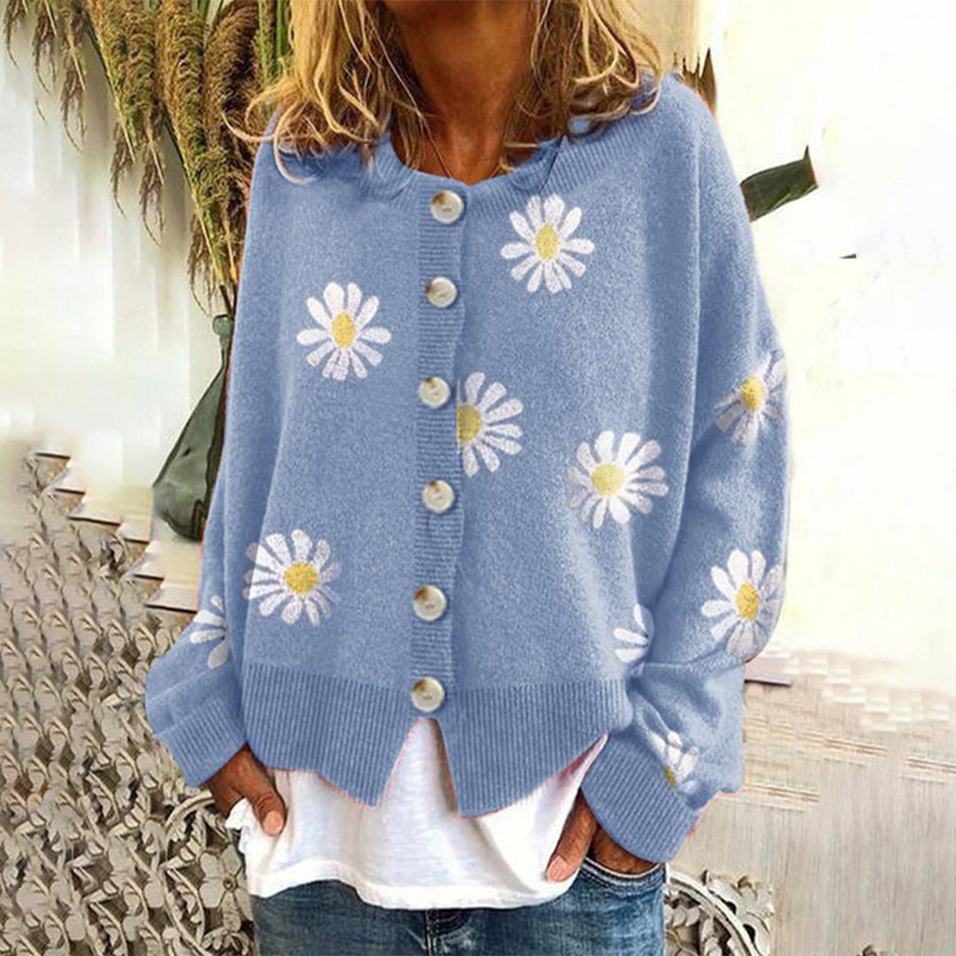 Varm strikket cardigan med knapper til kvinder