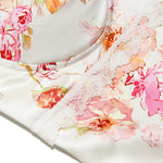 Fiona - Midikjole i satin med blomstret bustier