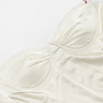 Fiona - Midikjole i satin med blomstret bustier