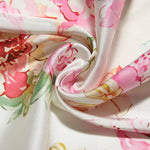 Fiona - Midikjole i satin med blomstret bustier