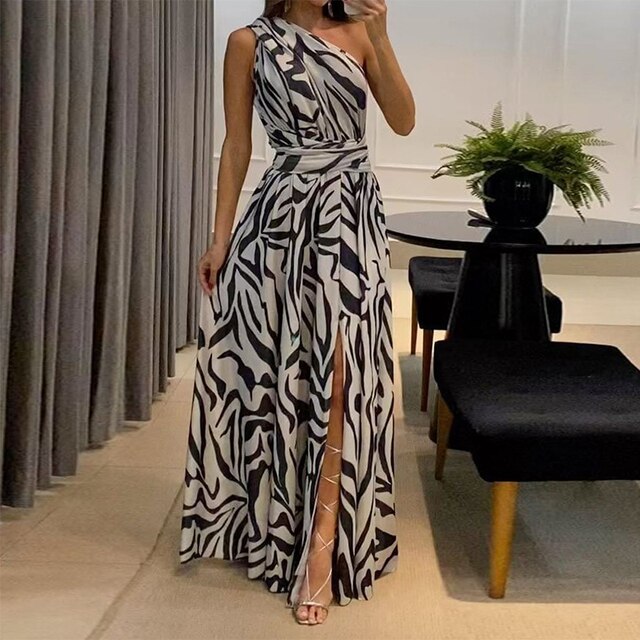Dana - Elegant One Shoulder Maxikjole