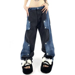 Caspia - Oversized denimbukser med et kontrasterende patchwork-look