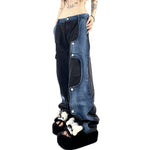 Caspia - Oversized denimbukser med et kontrasterende patchwork-look