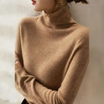 Lorena - italiensk kamel-hign-neck uldstrikkede sweatertoppe