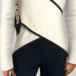 Naomi - V-hals sweater med kontrastkant