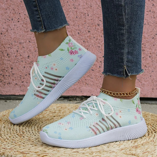 Aria - mesh sneakers med blomsterbroderi