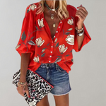 Bluse med blomsterprint til kvinder