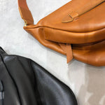 Læder brysttaske bæltetaske taske crossbody taske sadeltaske sort/brun