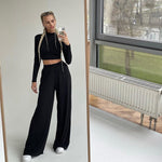 Nadia Seamless langærmet Crop Top og Palazzo Pants Set