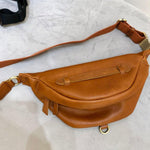 Læder brysttaske bæltetaske taske crossbody taske sadeltaske sort/brun