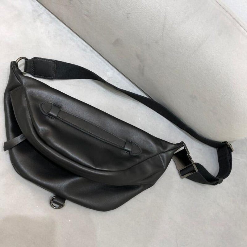 Læder brysttaske bæltetaske taske crossbody taske sadeltaske sort/brun