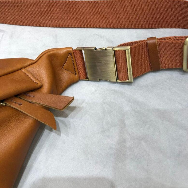 Læder brysttaske bæltetaske taske crossbody taske sadeltaske sort/brun