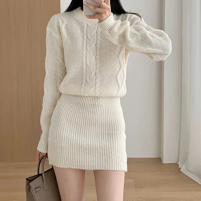 Amelia - Ribbet chunky strik minikjole
