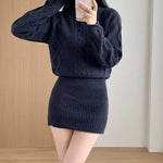 Amelia - Ribbet chunky strik minikjole