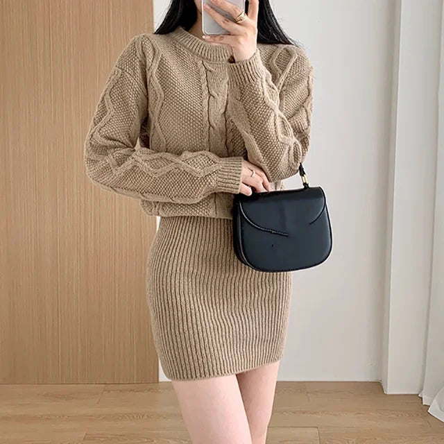 Amelia - Ribbet chunky strik minikjole