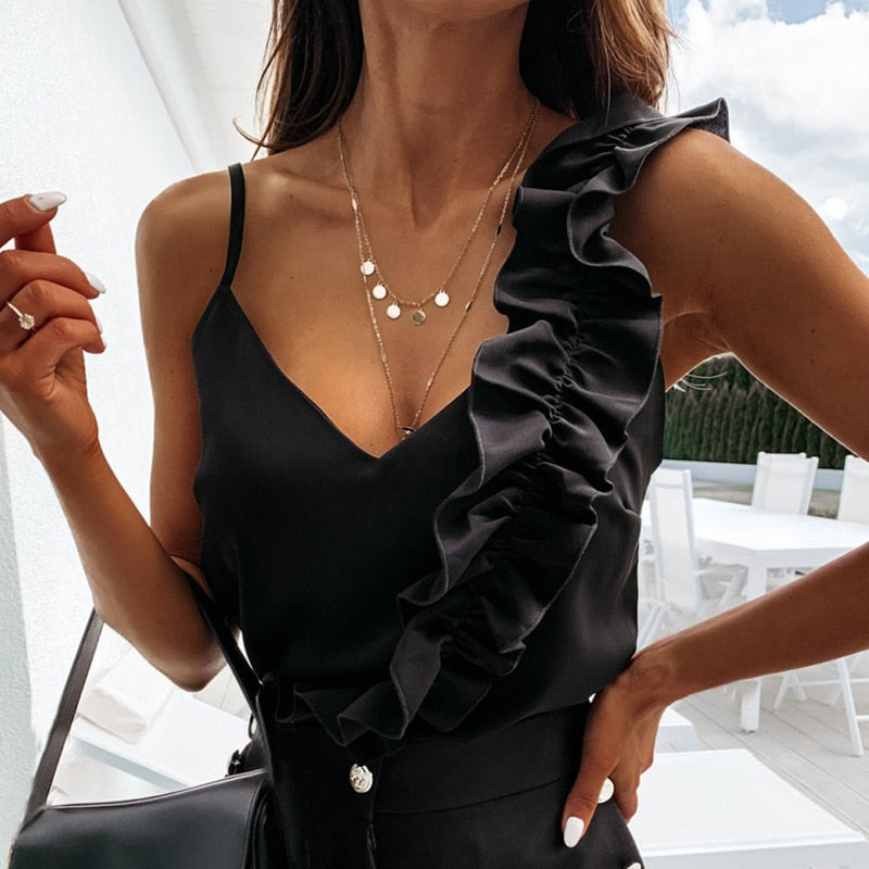 Devako | Elegant damebluse med skrå sløjfedetaljer