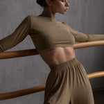 Nadia Seamless langærmet Crop Top og Palazzo Pants Set