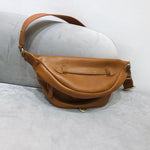 Læder brysttaske bæltetaske taske crossbody taske sadeltaske sort/brun