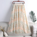 Seraphina - blomstret broderet tylnederdel med elastisk linning