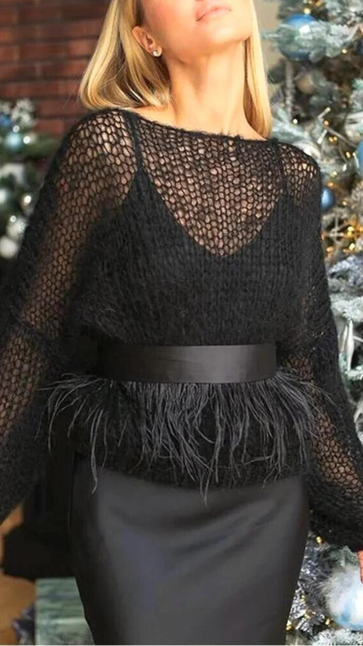 Helga Mesh-strikket Trøje