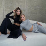 Nadia Seamless langærmet Crop Top og Palazzo Pants Set