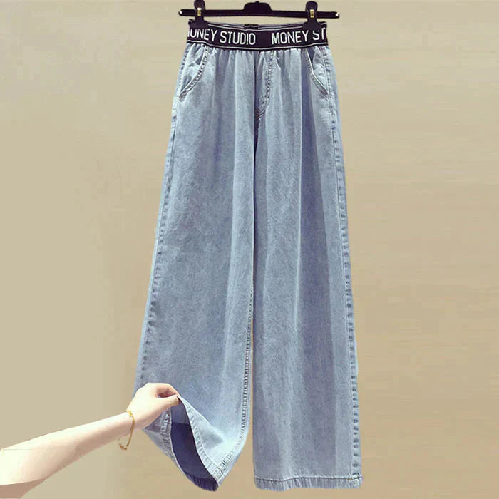Isla - To-tonet Denim og Stribet Omslagskjole