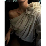 Elegant bluse med én skulder