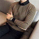 Theodore - houndstooth sweater med opretstående krave