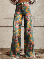 Lotte | Vintage Print Casual Brede Ben Bukser