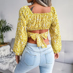 Blomstret Cropped Top | Chiffon | Moderne og Sommerlig