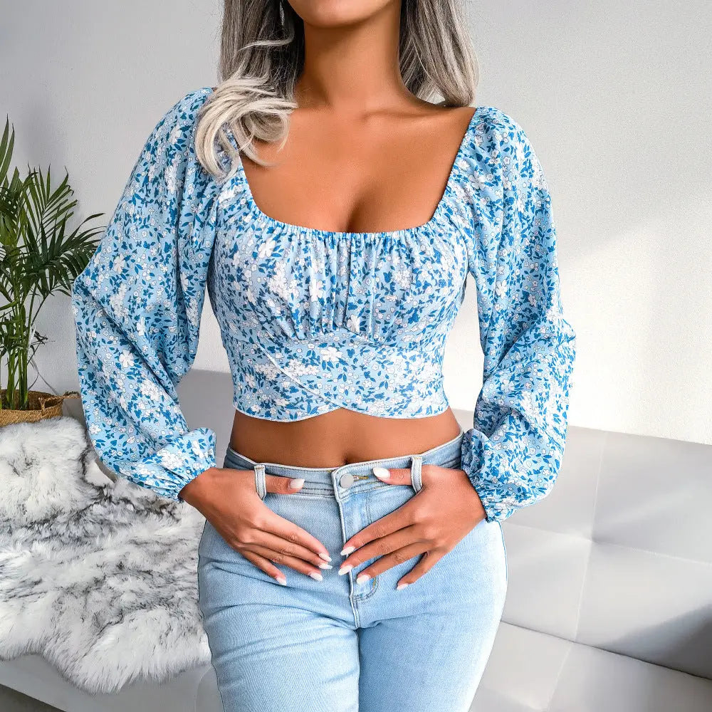 Blomstret Cropped Top | Chiffon | Moderne og Sommerlig