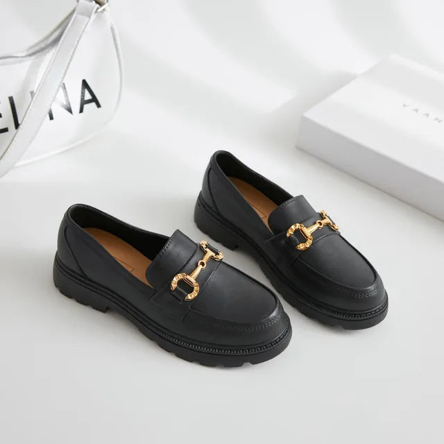 Camille - platform loafers med guldspænde