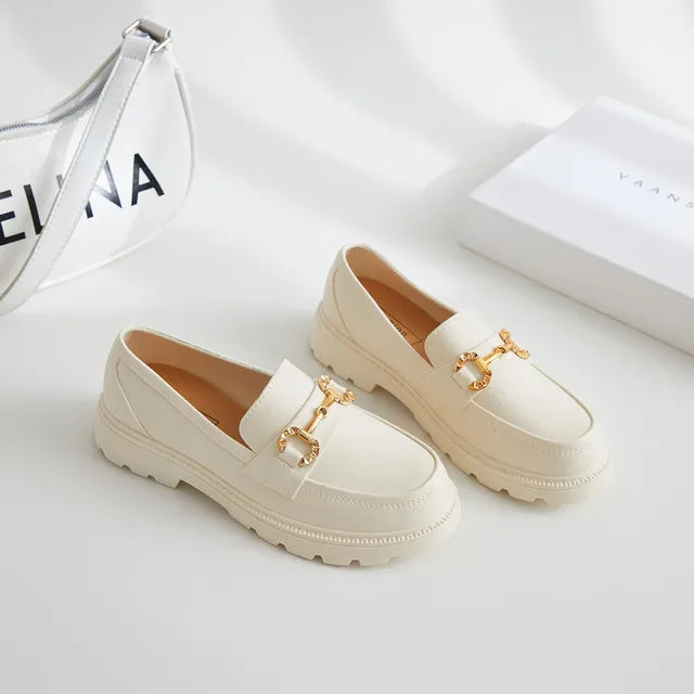 Camille - platform loafers med guldspænde
