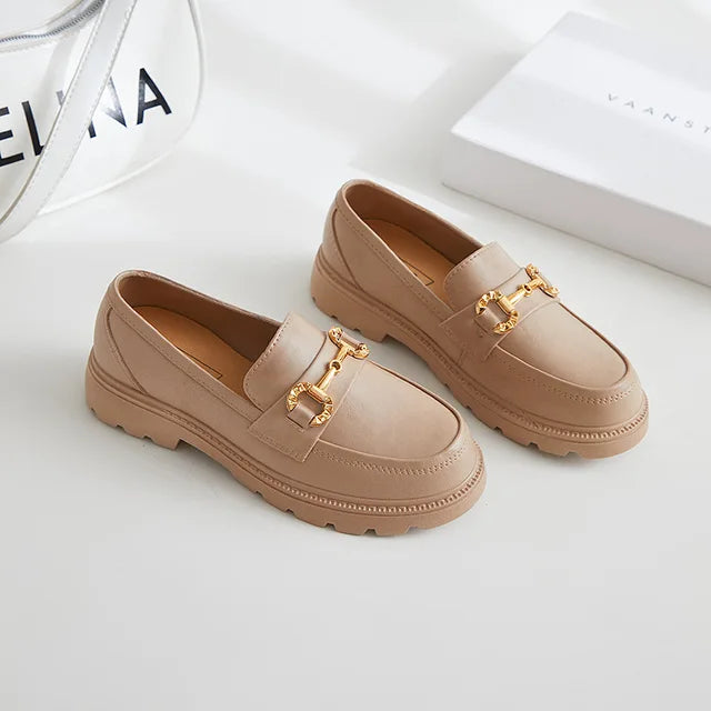 Camille - platform loafers med guldspænde