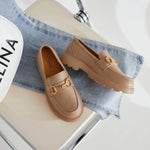 Camille - platform loafers med guldspænde