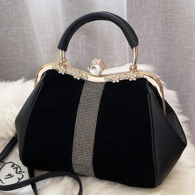 Ophelia - Vintage-Samt-Handtasche mit Magnetverschluss
