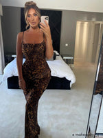Thyra - Leopardprint Spaghetti Maxikjole