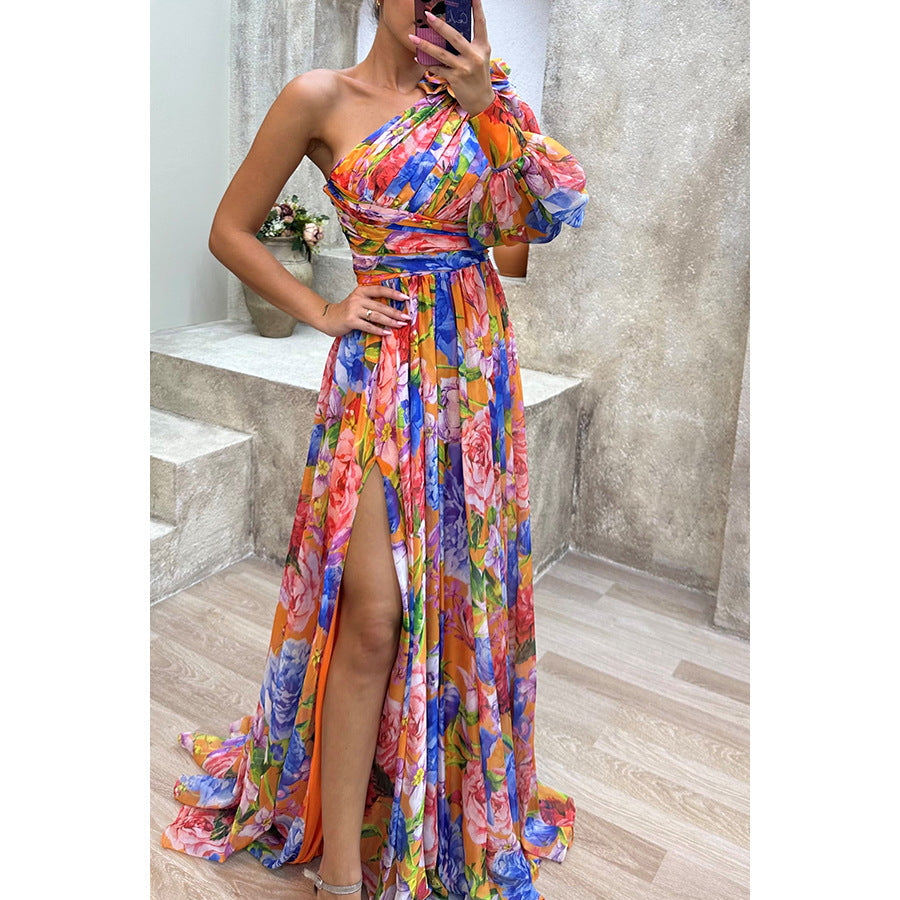 Asymmetrisk Maxi Kjole | One-Shoulder | Elegant Snit