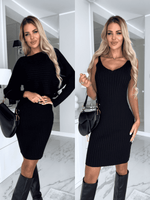 Ribstrikket Kjole og Sweater Sæt | Akryl | Elegant og Alsidig