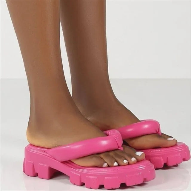 Valentina - Strand-Slides mit dicker Sohle