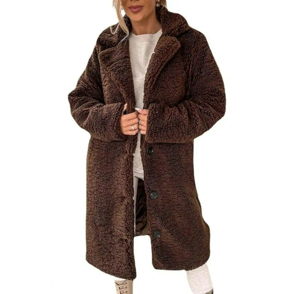 MODA Enkeltradet teddy jakke med reverskrave