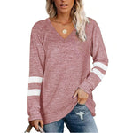 MODA sort v-hals stribet dame langærmet t shirt
