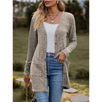 MODA Lang strikket cardigan med V-udskæring og knapper